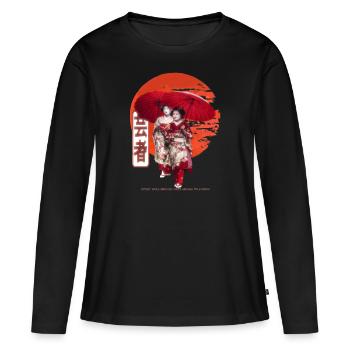 Japanese Geisha Art - Women's Premium Organic Long Sleeve Shirt - black - Front - Julia (174cm)