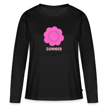 BUZZER - T-shirt manches longues Premium bio Femme - noir - Devant - Julia (174cm)