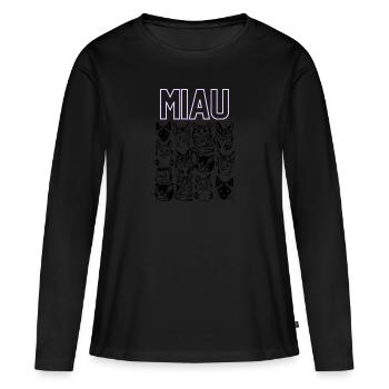 MIAU Katzen - Frauen Premium Bio Langarmshirt - Schwarz - Vorne - Julia (174cm)