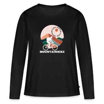 Expédition d’aventure en VTT - T-shirt manches longues Premium bio Femme - noir - Devant - Julia (174cm)