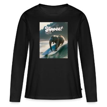 Hurra! - Frauen Premium Bio Langarmshirt - Schwarz - Vorne - Julia (174cm)