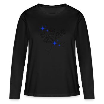Simple flower - T-shirt manches longues Premium bio Femme - noir - Devant - Julia (174cm)
