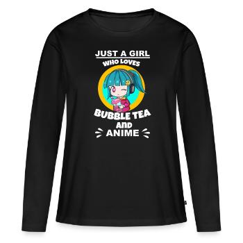 Bubble Tea Bubble Tea Girl Cadeau - T-shirt manches longues Premium bio Femme - noir - Devant - Julia (174cm)