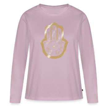 Hamsa Hand von Fatima Gold - Frauen Premium Bio Langarmshirt - Altrosa - Vorne - Julia (174cm)