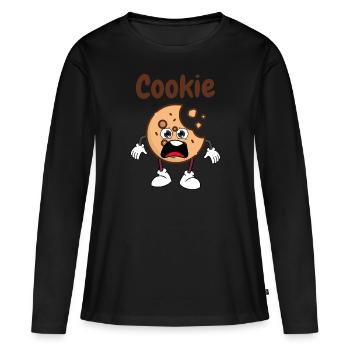 Cookie - T-shirt manches longues Premium bio Femme - noir - Devant - Julia (174cm)