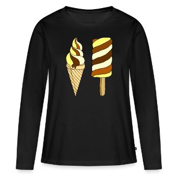 Eis - Frauen Premium Bio Langarmshirt - Schwarz - Vorne - Julia (174cm)