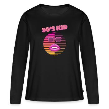 90´s KID - Frauen Premium Bio Langarmshirt - Schwarz - Vorne - Julia (174cm)