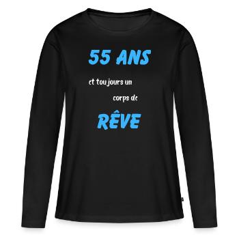 55 ans et toujours un corps de rêve - T-shirt manches longues Premium bio Femme - noir - Devant - Julia (174cm)