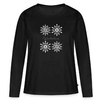 Wintertime - Frauen Premium Bio Langarmshirt - Schwarz - Vorne - Julia (174cm)