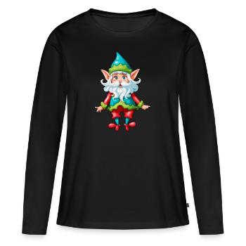 Diablotin / Nain / Fée / Noël / Elfe - T-shirt manches longues Premium bio Femme - noir - Devant - Julia (174cm)