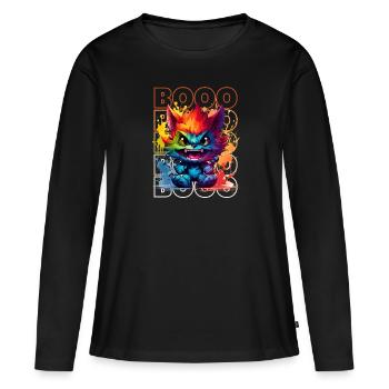 Chibi Roar & Booo! T-shirt lunatique Wolfman ! - T-shirt manches longues Premium bio Femme - noir - Devant - Julia (174cm)