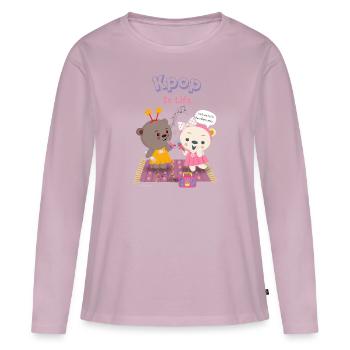 Lean & Loo Kpop shirt - Women's Premium Organic Long Sleeve Shirt - dusky pink - Front - Julia (174cm)