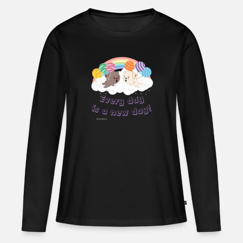 Lean & Loo Regenbogen-Tage - Frauen Premium Bio Langarmshirt - Schwarz