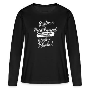Gärtnern ist das beste Medikament - Garten-Design - Frauen Premium Bio Langarmshirt - Schwarz - Vorne - Julia (174cm)