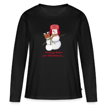 Rentrer à la maison pour Noël - T-shirt manches longues Premium bio Femme - noir - Devant - Julia (174cm)