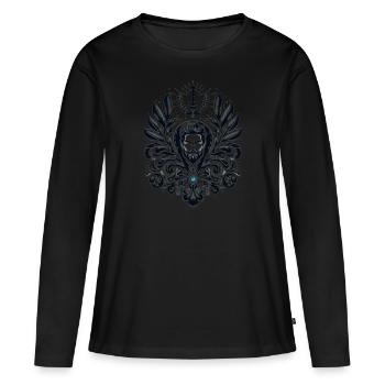 Conception de bouclier noir et blanc avec gemme bleue - T-shirt manches longues Premium bio Femme - noir - Devant - Julia (174cm)