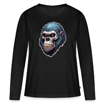 Crâne de gorille / Animal / Sauvage / Singe / Primate - T-shirt manches longues Premium bio Femme - noir - Devant - Julia (174cm)