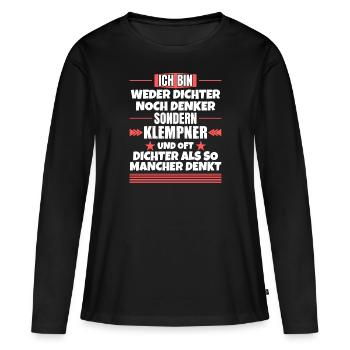 Ni poète ni penseur, mais plombier - T-shirt manches longues Premium bio Femme - noir - Devant - Julia (174cm)