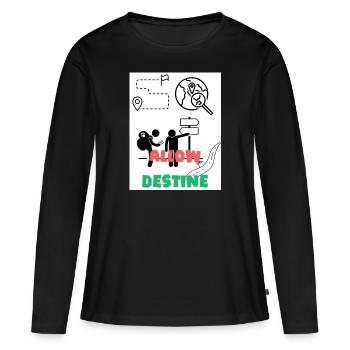 Permettre le destin. Permettez au destin. Direction. - T-shirt manches longues Premium bio Femme - noir - Devant - Julia (174cm)