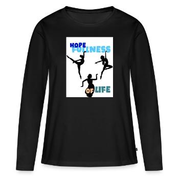 L’espérance de la vie. L’espoir de la vie. - T-shirt manches longues Premium bio Femme - noir - Devant - Julia (174cm)