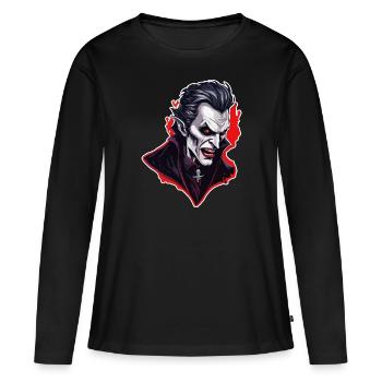 Vampir / Dracula / Blutsauger / Halloween / Mythos - Frauen Premium Bio Langarmshirt - Schwarz - Vorne - Julia (174cm)