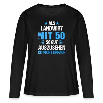 À 50 ans, beau fermier - T-shirt manches longues Premium bio Femme - noir - Devant - Julia (174cm)