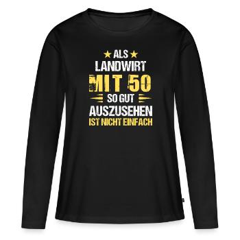 À 50 ans, beau fermier - T-shirt manches longues Premium bio Femme - noir - Devant - Julia (174cm)