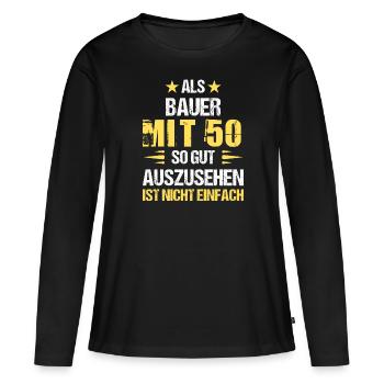 À 50 ans, beau fermier - T-shirt manches longues Premium bio Femme - noir - Devant - Julia (174cm)