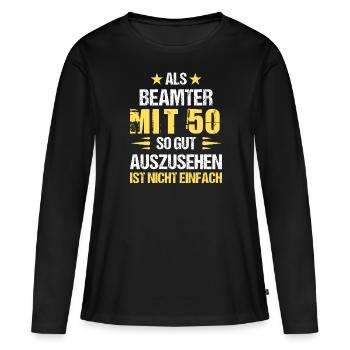 A 50 ans, beau fonctionnaire - T-shirt manches longues Premium bio Femme - noir - Devant - Julia (174cm)