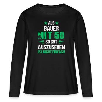 À 50 ans, beau fermier - T-shirt manches longues Premium bio Femme - noir - Devant - Julia (174cm)