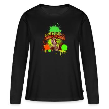 GRAFFITI - T-shirt manches longues Premium bio Femme - noir - Devant - Julia (174cm)