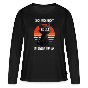 Ne me regarde pas sur ce ton à Bombay Cat - T-shirt manches longues Premium bio Femme - noir - Devant - Julia (174cm)