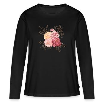 Composition florale - T-shirt manches longues Premium bio Femme - noir - Devant - Julia (174cm)