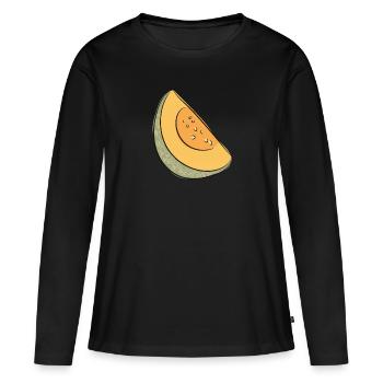 Melon d’été pastèque Pastèque - T-shirt manches longues Premium bio Femme - noir - Devant - Julia (174cm)