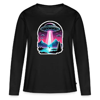 Illustration d’enlèvement extraterrestre d’OVNI 5 - T-shirt manches longues Premium bio Femme - noir - Devant - Julia (174cm)