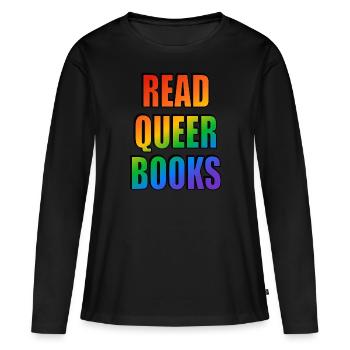 Lire des livres queer - T-shirt manches longues Premium bio Femme - noir - Devant - Julia (174cm)