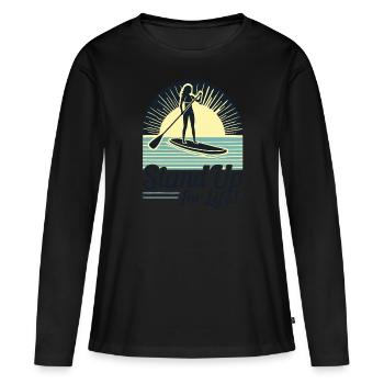 stand up paddling for life Stehpaddlerin - Frauen Premium Bio Langarmshirt - Schwarz - Vorne - Julia (174cm)