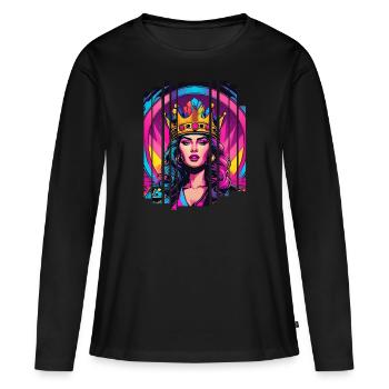 Retro Queen - Women's Premium Organic Long Sleeve Shirt - black - Front - Julia (174cm)