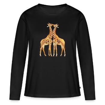 Les girafes ont un long cou - T-shirt manches longues Premium bio Femme - noir - Devant - Julia (174cm)