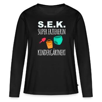 Erzieherin - Frauen Premium Bio Langarmshirt - Schwarz - Vorne - Julia (174cm)