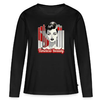 Beauté intemporelle - T-shirt manches longues Premium bio Femme - noir - Devant - Julia (174cm)