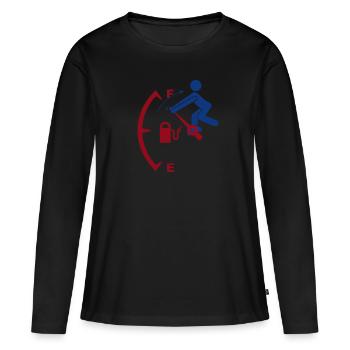 « Chargé de carburant » - T-shirt manches longues Premium bio Femme - noir - Devant - Julia (174cm)