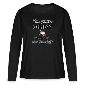 « Inutile sans café » - T-shirt manches longues Premium bio Femme - noir - Devant - Julia (174cm)
