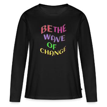 Soyez la vague du changement - T-shirt manches longues Premium bio Femme - noir - Devant - Julia (174cm)