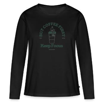 Restez concentré BCF - T-shirt manches longues Premium bio Femme - noir - Devant - Julia (174cm)