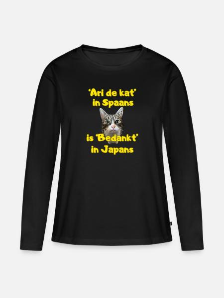 Ari die Katze - Frauen Premium Bio Langarmshirt - Schwarz