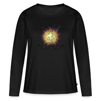 Réveillé - T-shirt manches longues Premium bio Femme - noir - Devant - Julia (174cm)