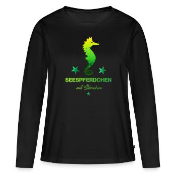 Hippocampe avec insigne de natation astérisque - T-shirt manches longues Premium bio Femme - noir - Devant - Julia (174cm)