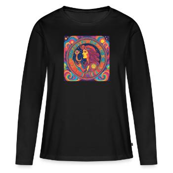 Vierge Astro Cadeau d’anniversaire - T-shirt manches longues Premium bio Femme - noir - Devant - Julia (174cm)