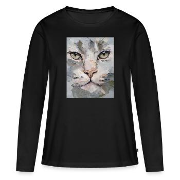 Lynx Painting Oil Paints Gift - Women's Premium Organic Long Sleeve Shirt - black - Front - Julia (174cm)